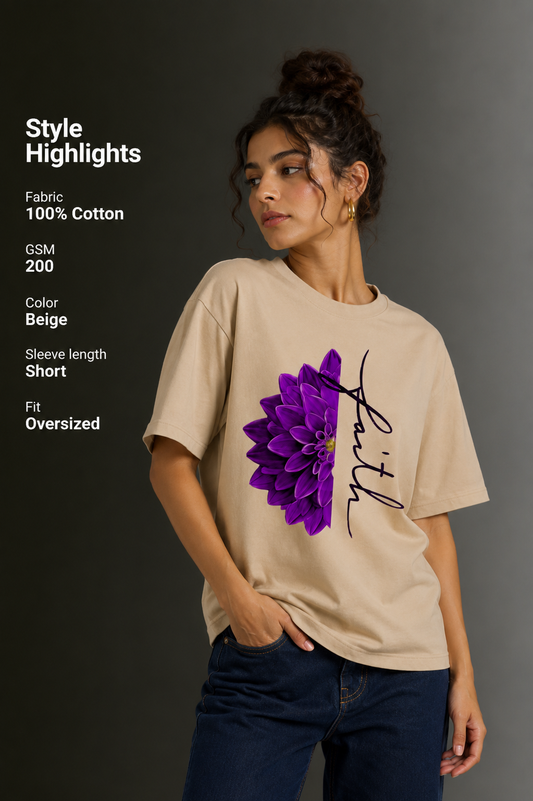 Women Drop Shoulder Front Printed T-Shirt | OUTPUFF