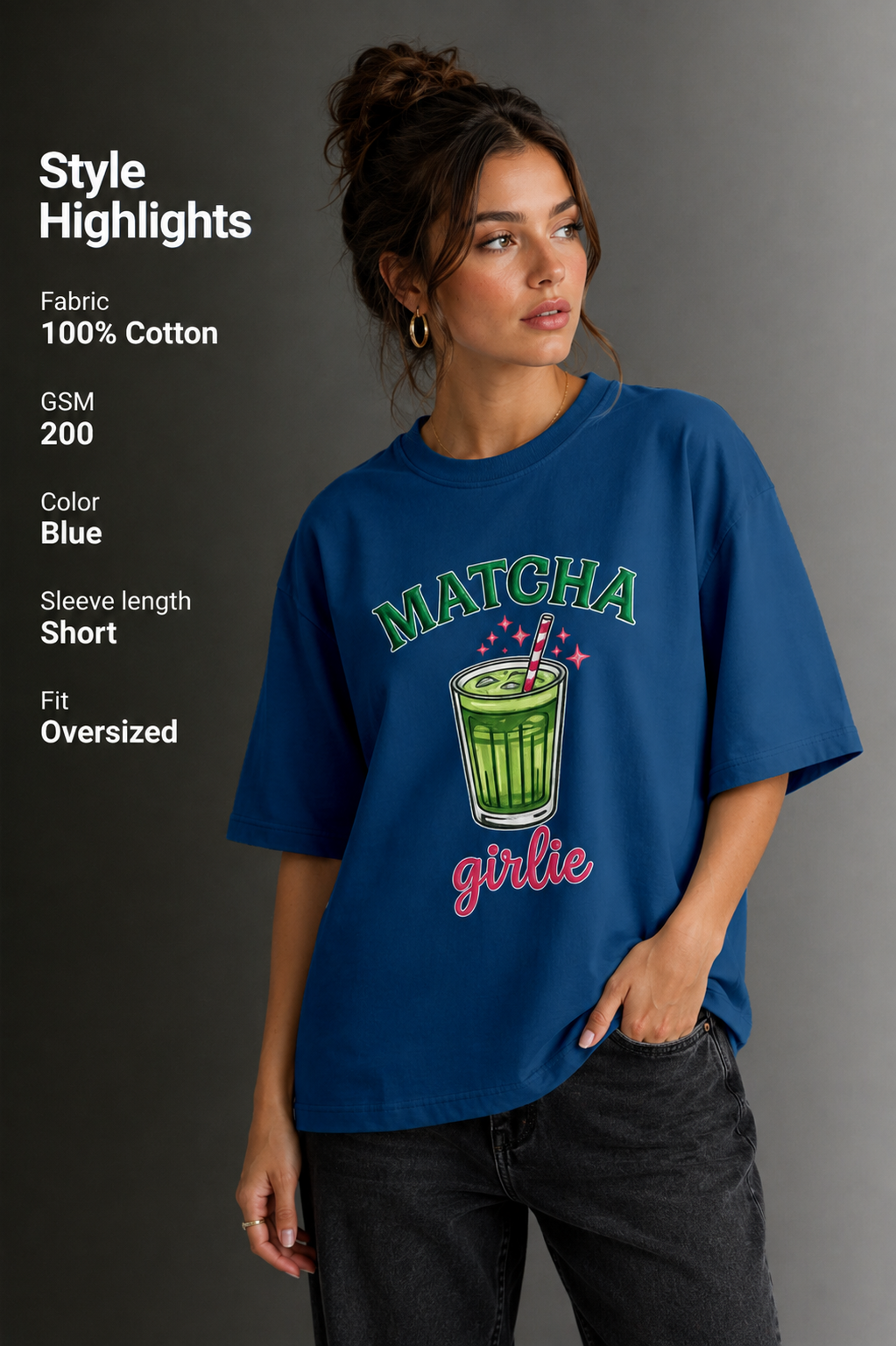 Women Drop Shoulder Front Printed T-Shirt | OUTPUFF