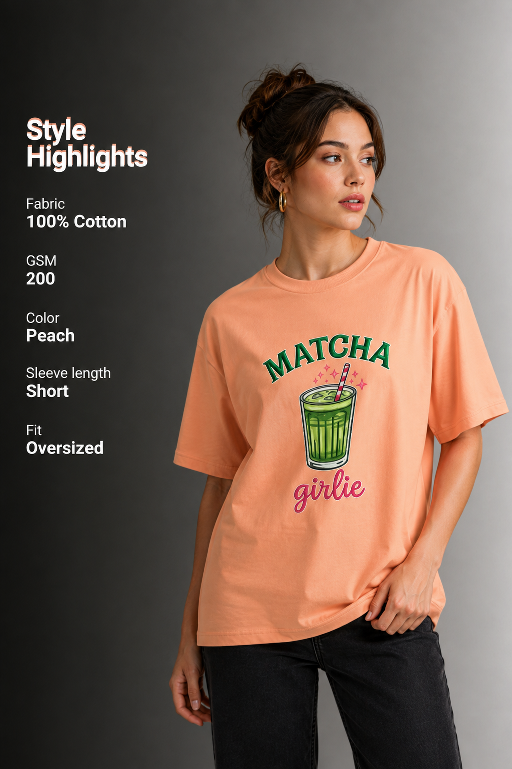 Women Drop Shoulder Front Printed T-Shirt | OUTPUFF