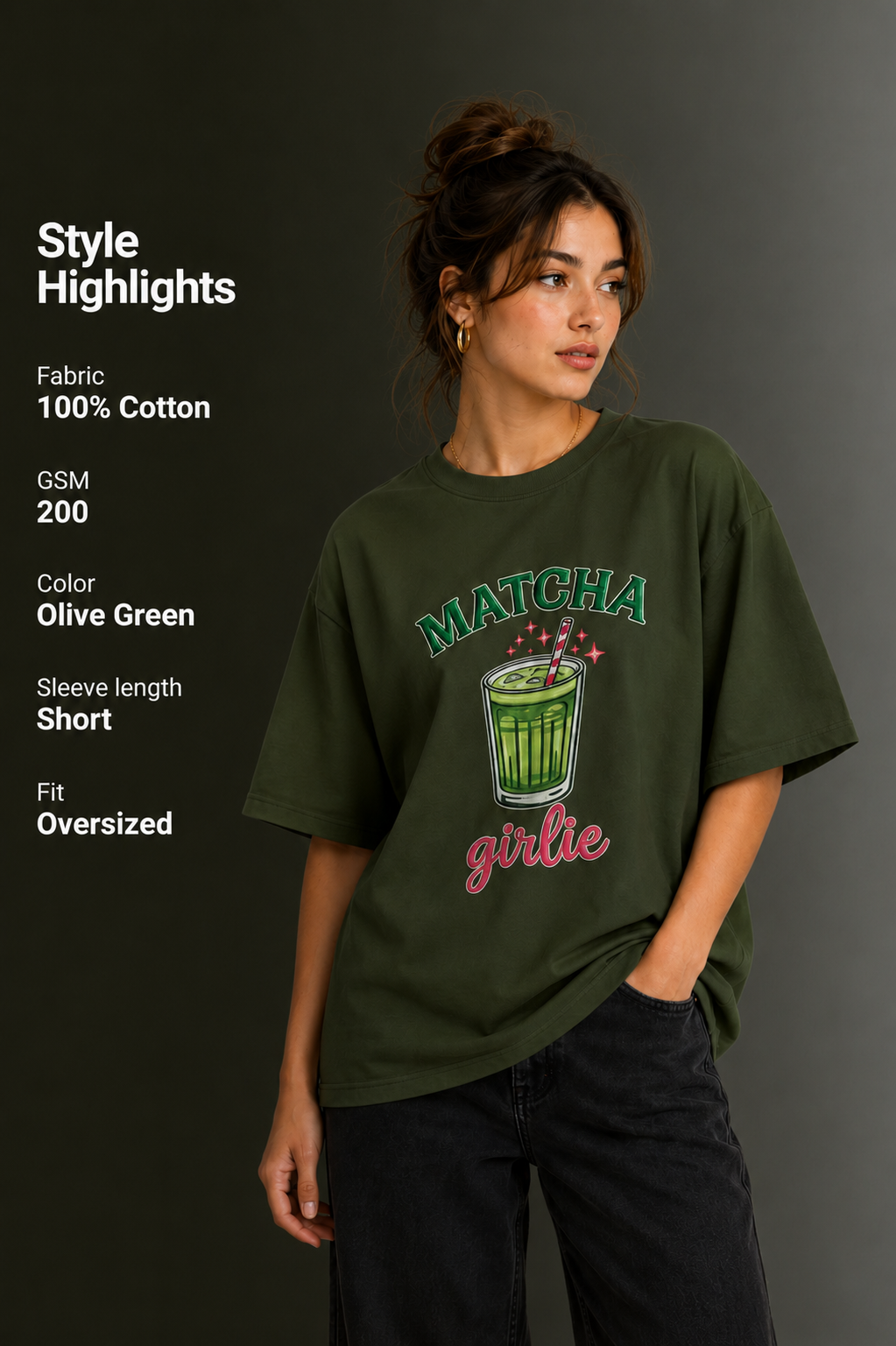 Women Drop Shoulder Front Printed T-Shirt | OUTPUFF
