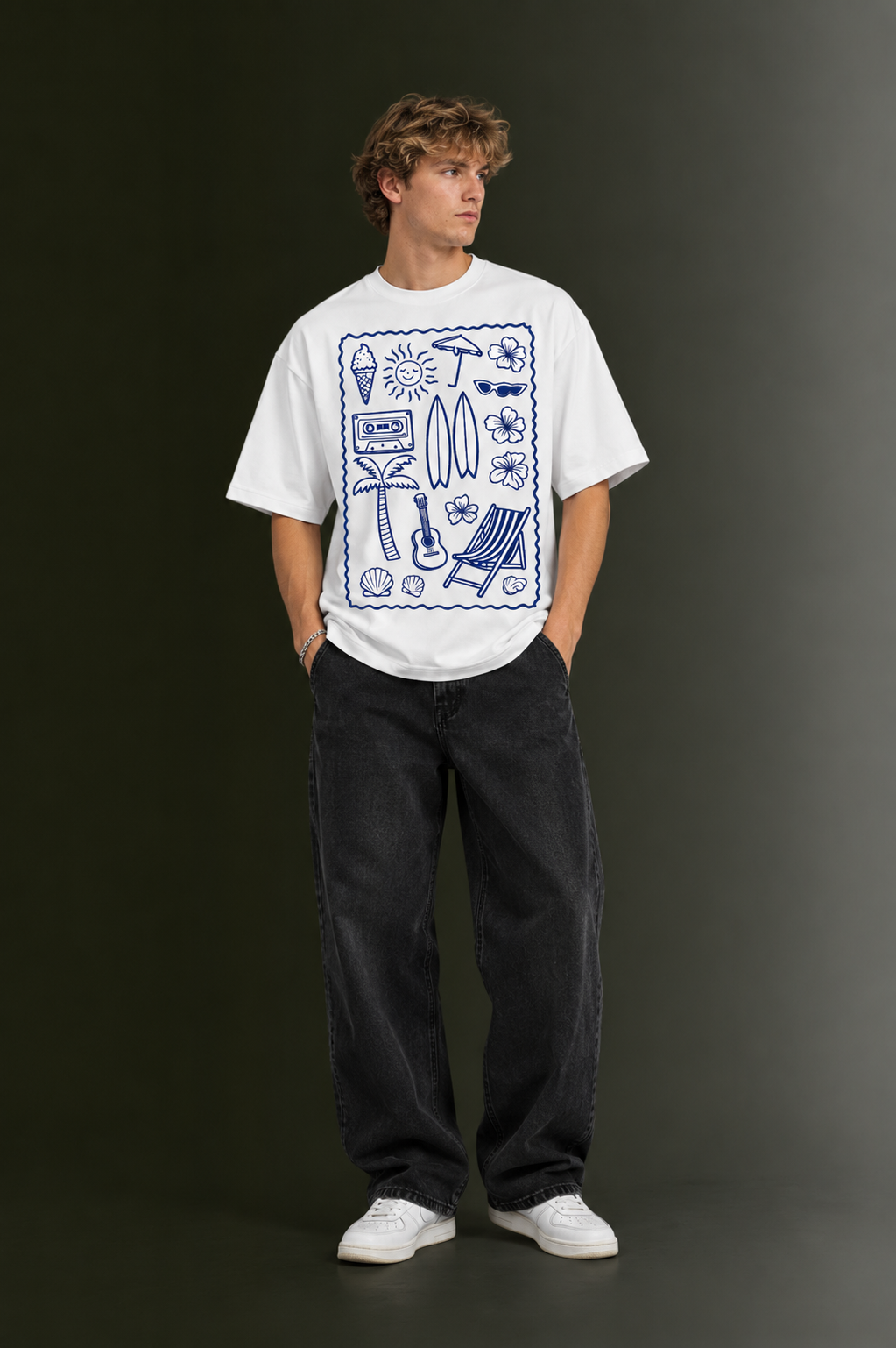 Men's Drop Shoulder Front Printed T-Shirt | Graphic Tee | OUTPUFF