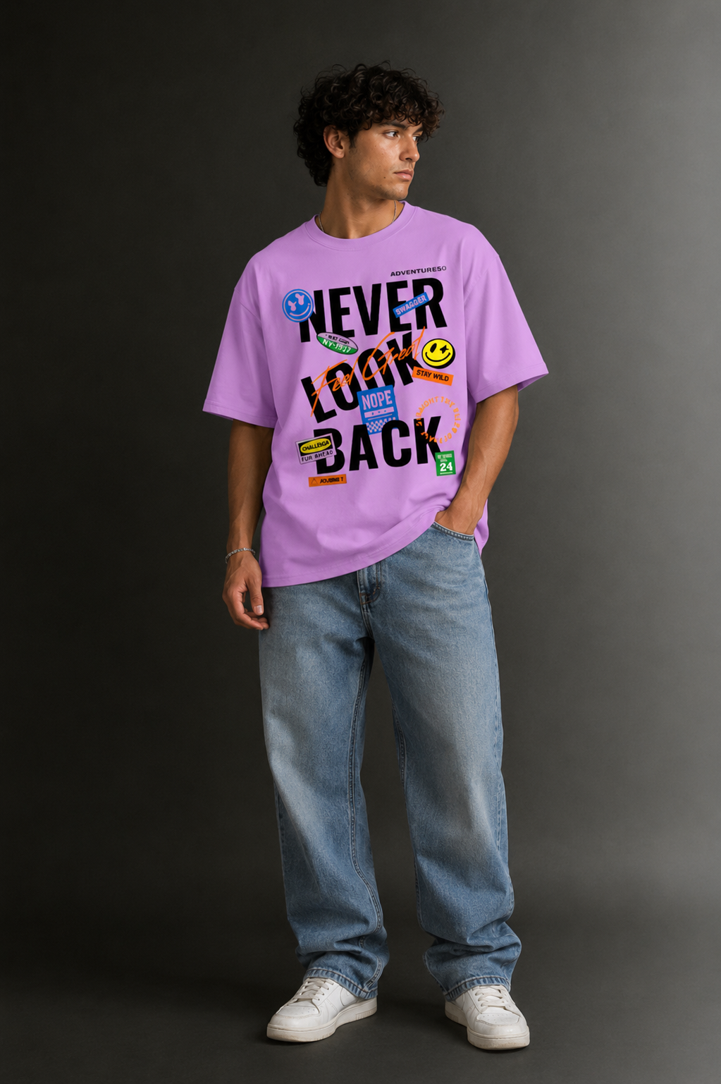 Men's Drop Shoulder Front Printed T-Shirt | Graphic Tee | OUTPUFF