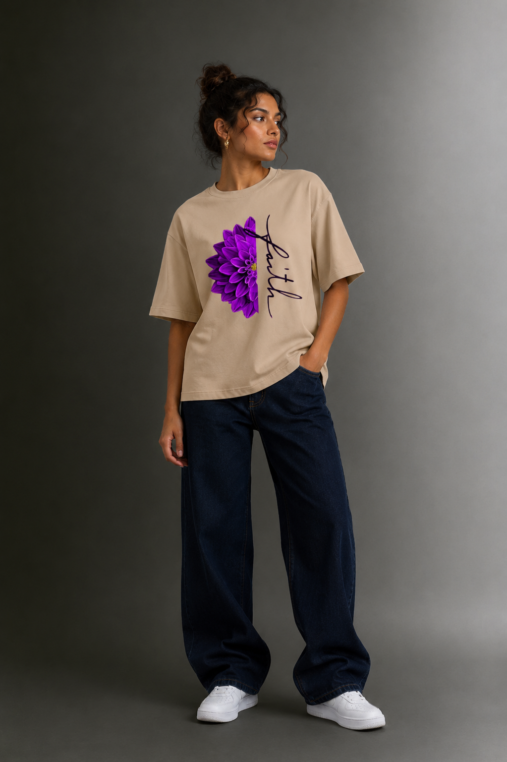 Women Drop Shoulder Front Printed T-Shirt | OUTPUFF
