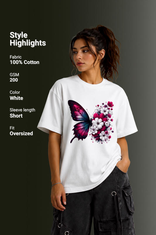 Women Drop Shoulder Front Printed T-Shirt | OUTPUFF