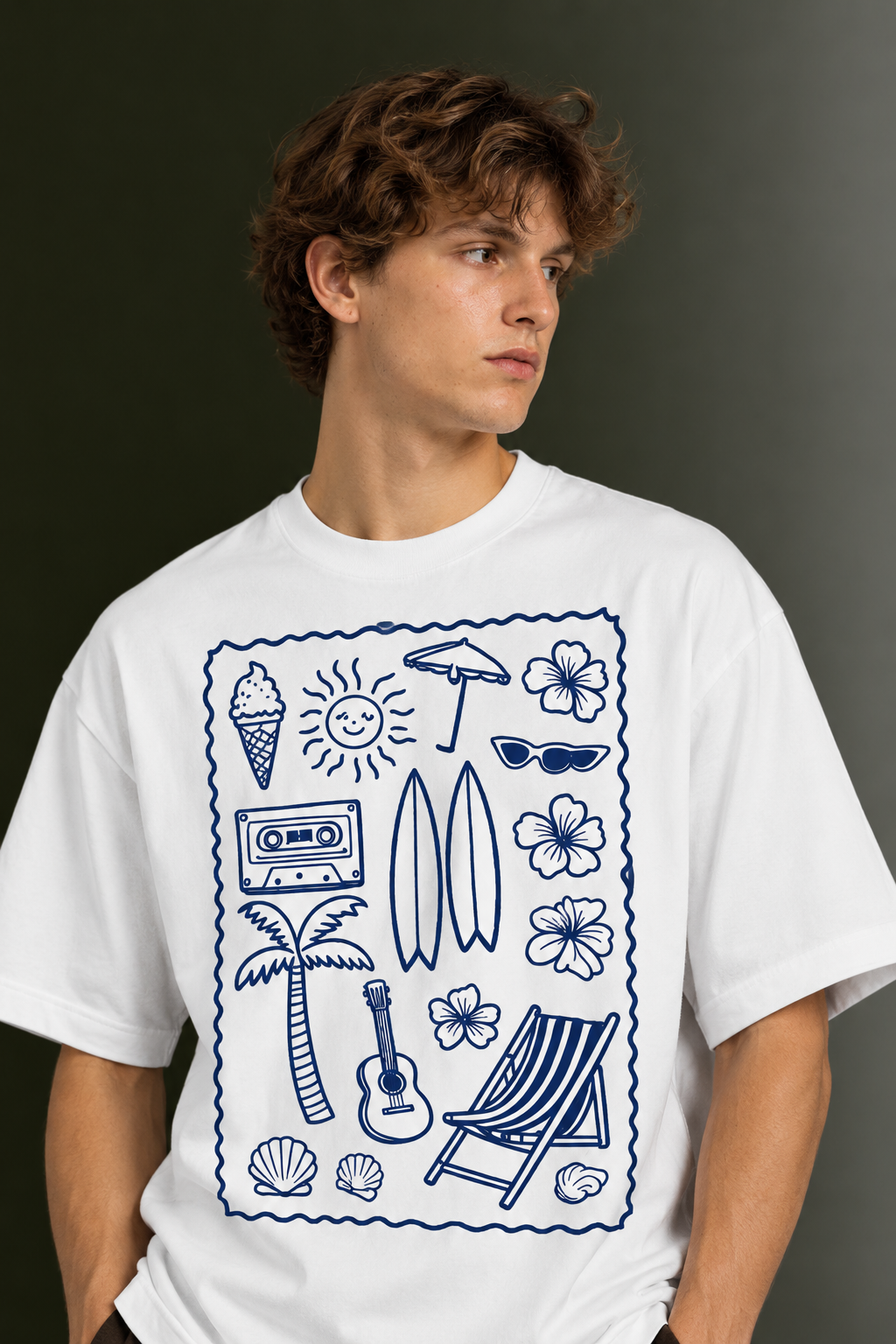 Men's Drop Shoulder Front Printed T-Shirt | Graphic Tee | OUTPUFF