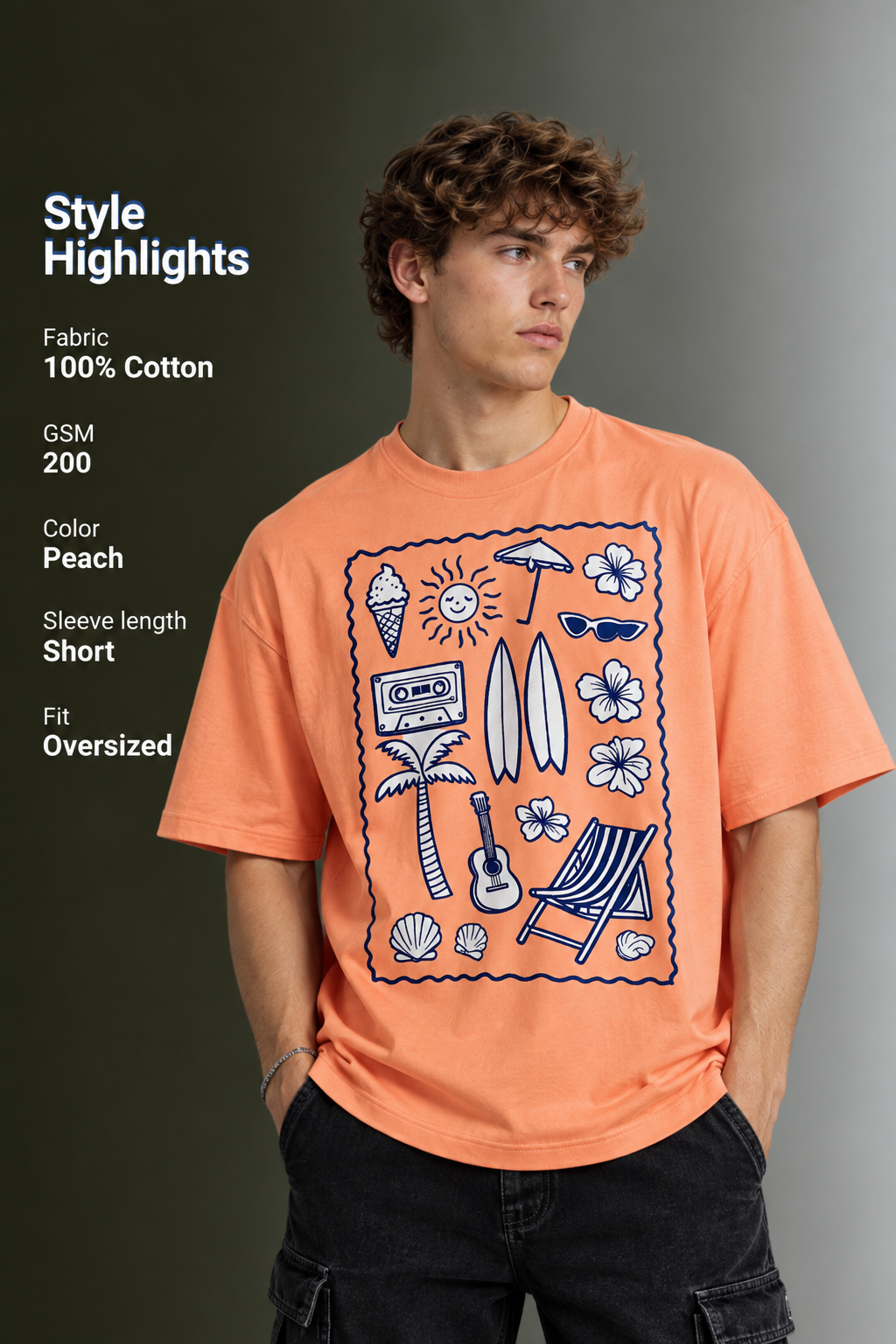 Men's Drop Shoulder Front Printed T-Shirt | Graphic Tee | OUTPUFF