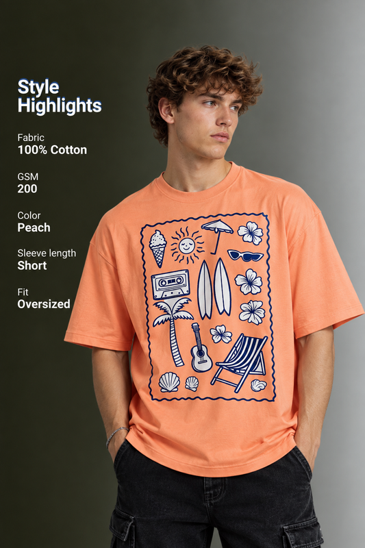 Men's Drop Shoulder Front Printed T-Shirt | Graphic Tee | OUTPUFF