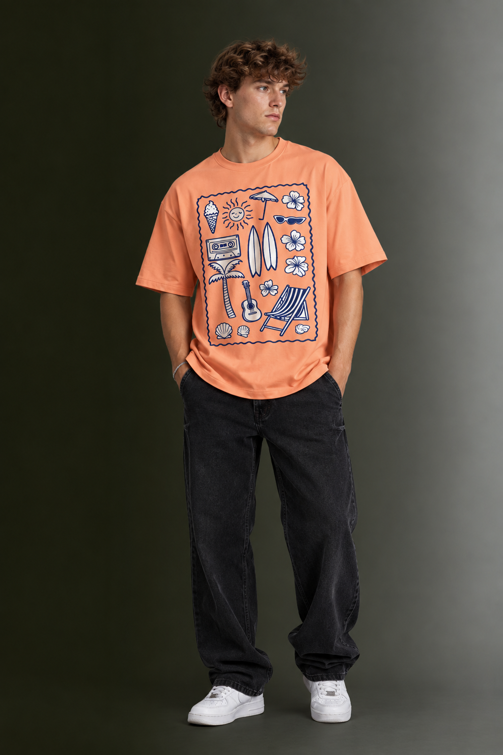 Men's Drop Shoulder Front Printed T-Shirt | Graphic Tee | OUTPUFF