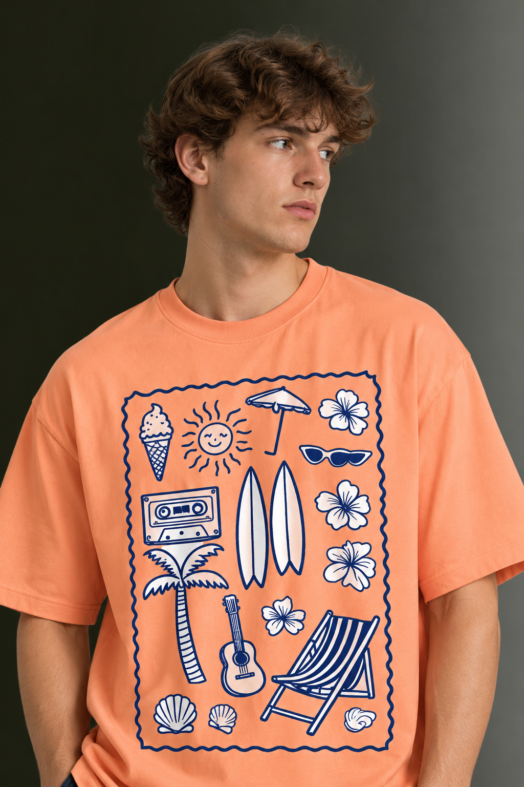 Men's Drop Shoulder Front Printed T-Shirt | Graphic Tee | OUTPUFF