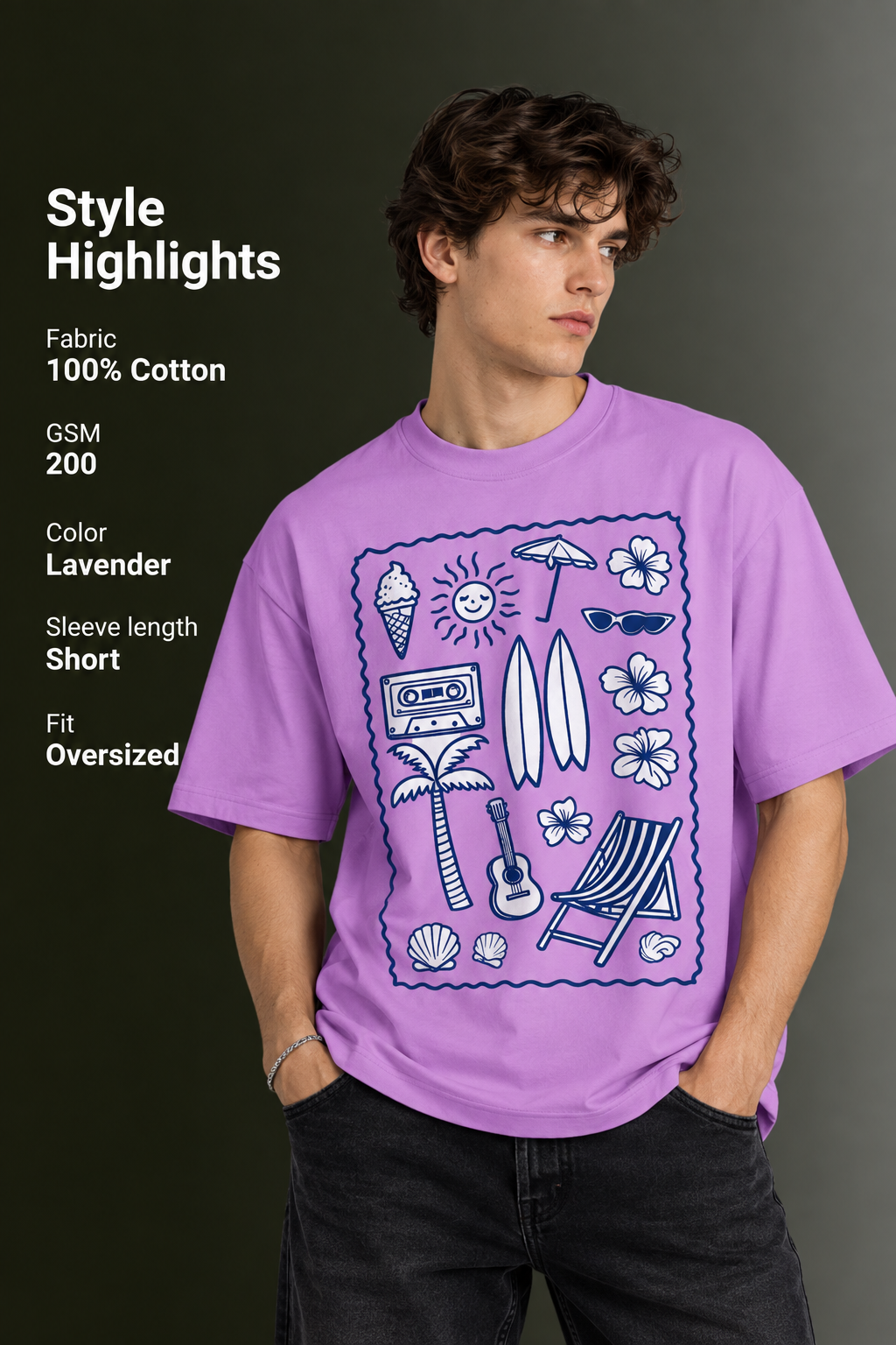 Men's Drop Shoulder Front Printed T-Shirt | Graphic Tee | OUTPUFF