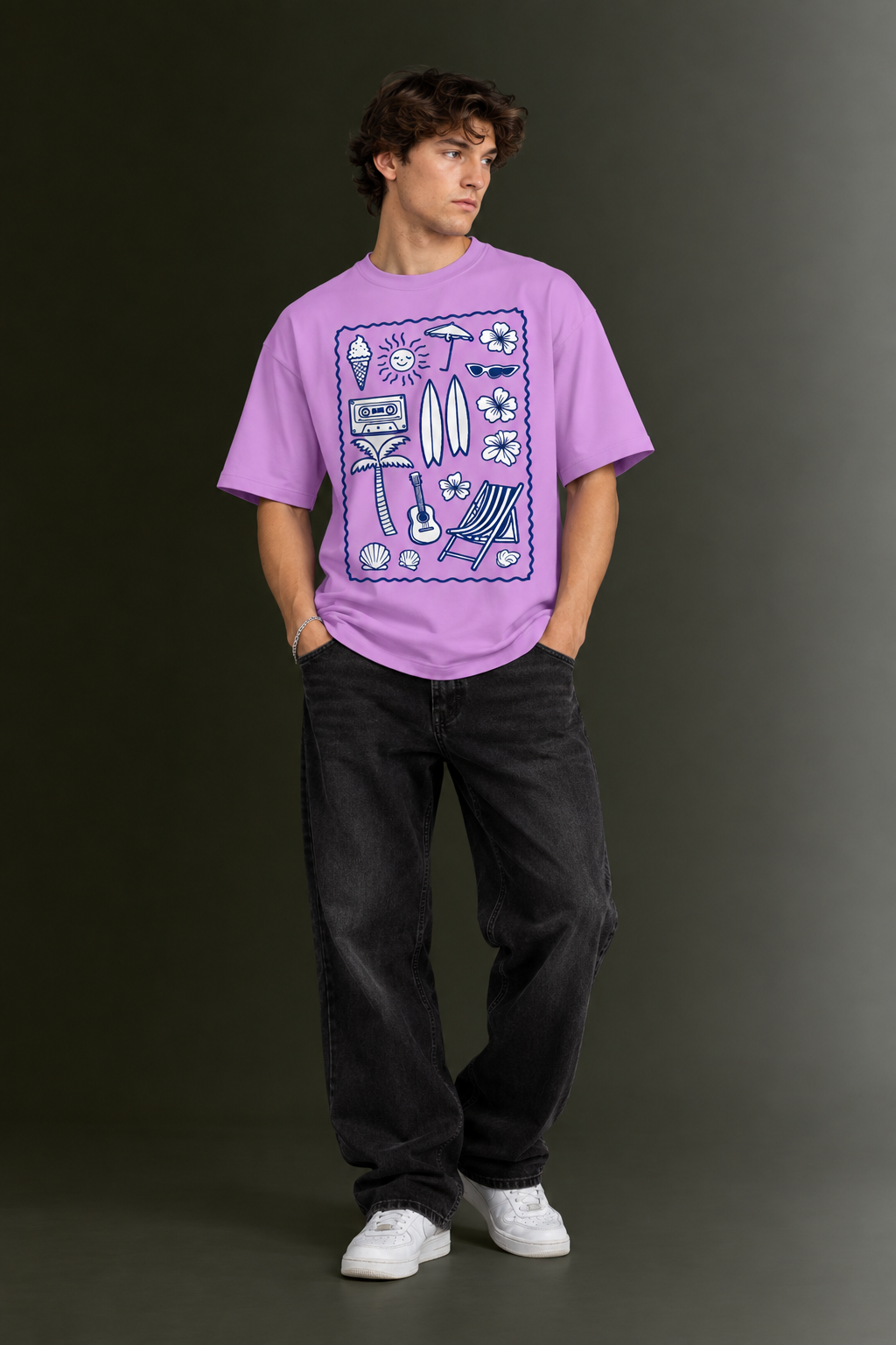 Men's Drop Shoulder Front Printed T-Shirt | Graphic Tee | OUTPUFF
