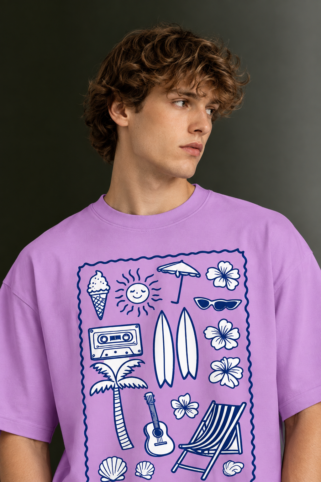 Men's Drop Shoulder Front Printed T-Shirt | Graphic Tee | OUTPUFF