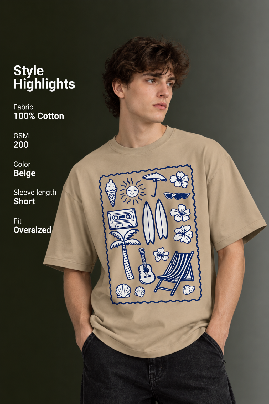 Men's Drop Shoulder Front Printed T-Shirt | Graphic Tee | OUTPUFF