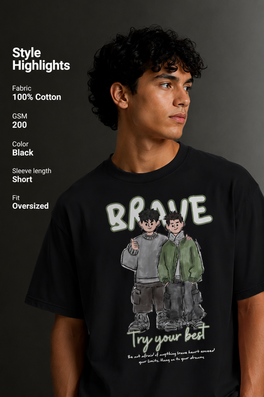 Men's Drop Shoulder Front Printed T-Shirt | Graphic Tee | OUTPUFF