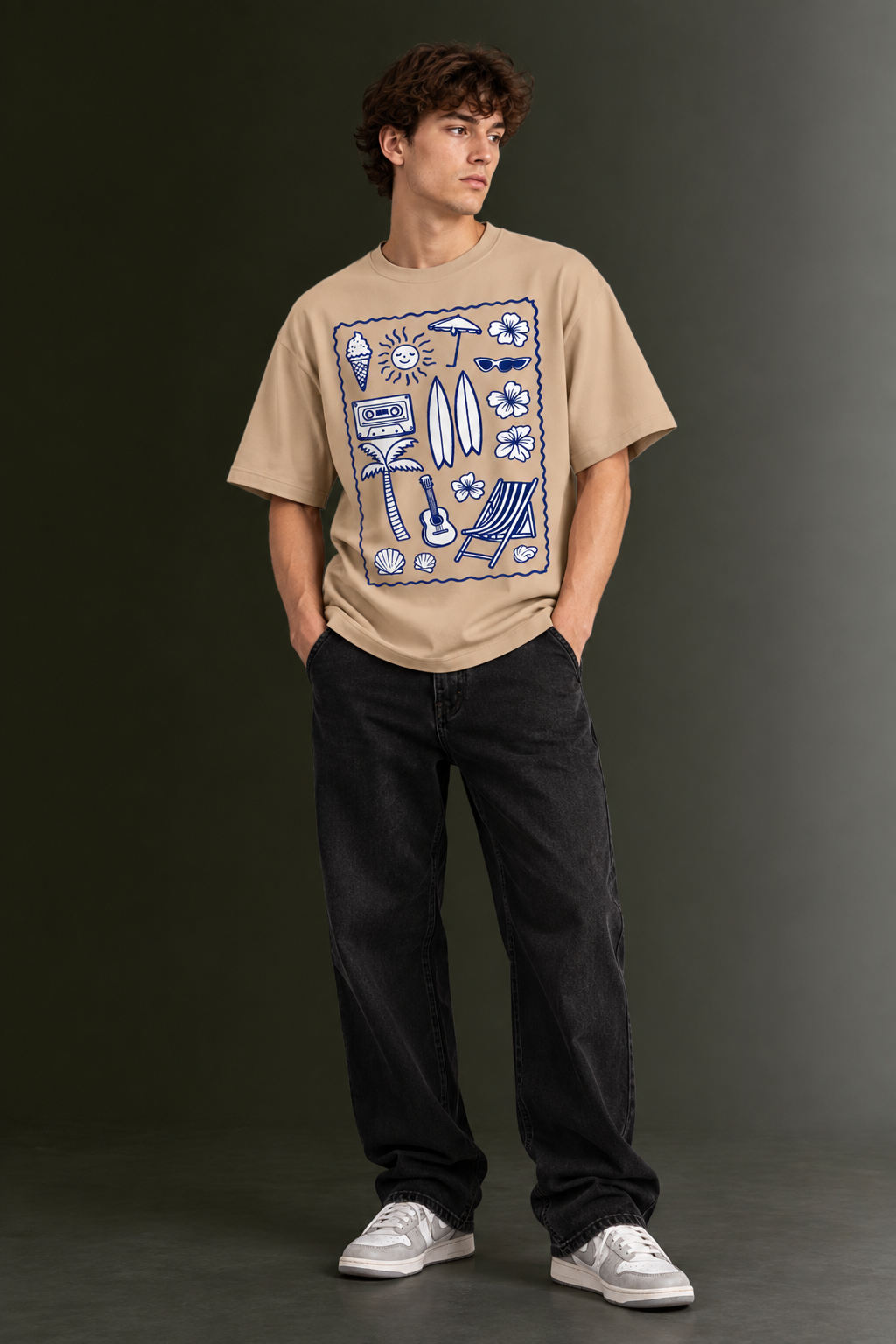 Men's Drop Shoulder Front Printed T-Shirt | Graphic Tee | OUTPUFF