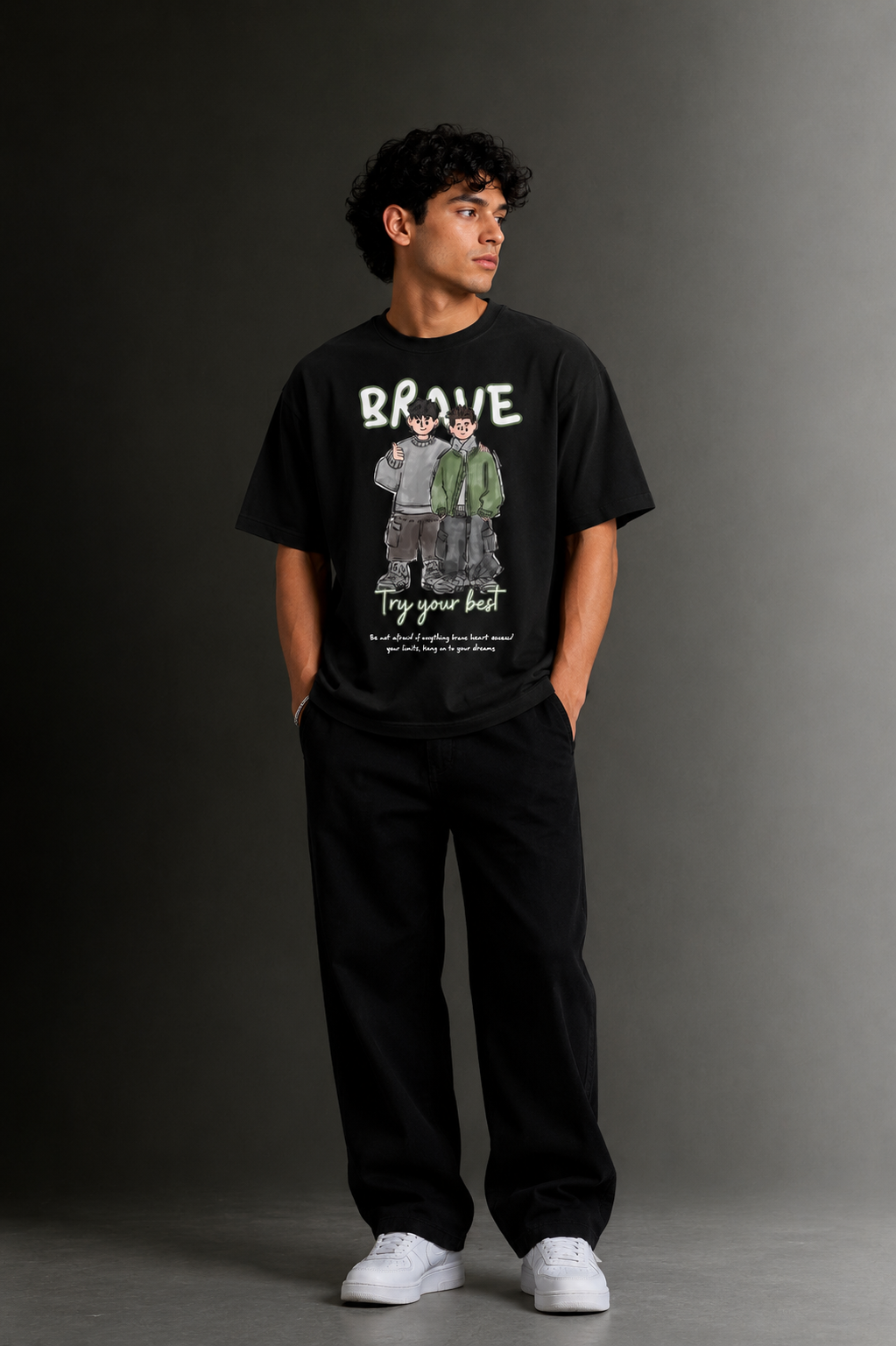Men's Drop Shoulder Front Printed T-Shirt | Graphic Tee | OUTPUFF
