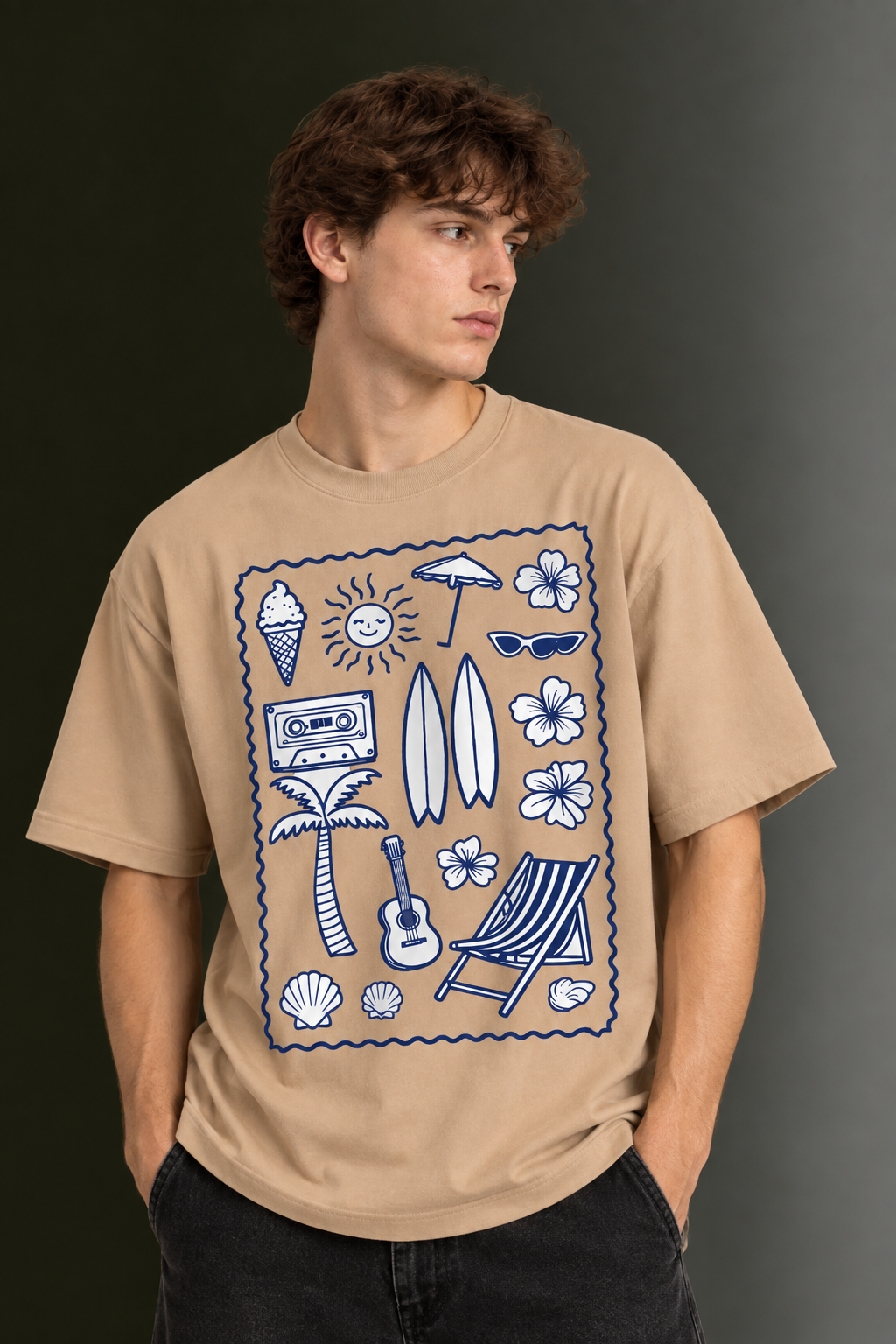Men's Drop Shoulder Front Printed T-Shirt | Graphic Tee | OUTPUFF