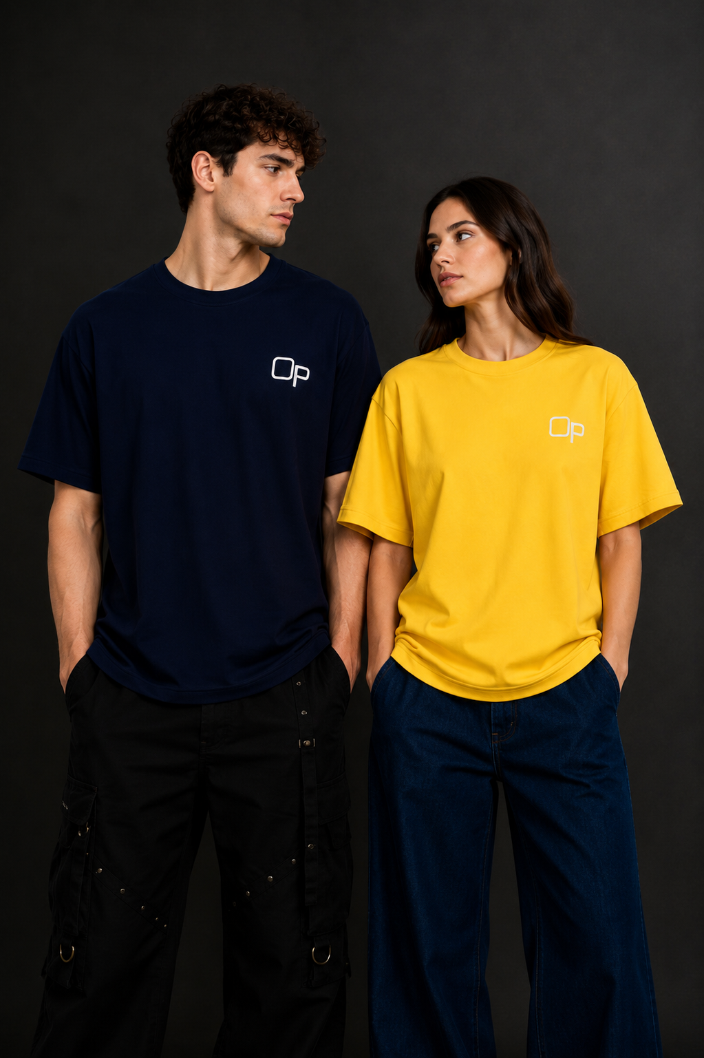 Couple Plain Drop Shoulder T-Shirt | OUTPUFF