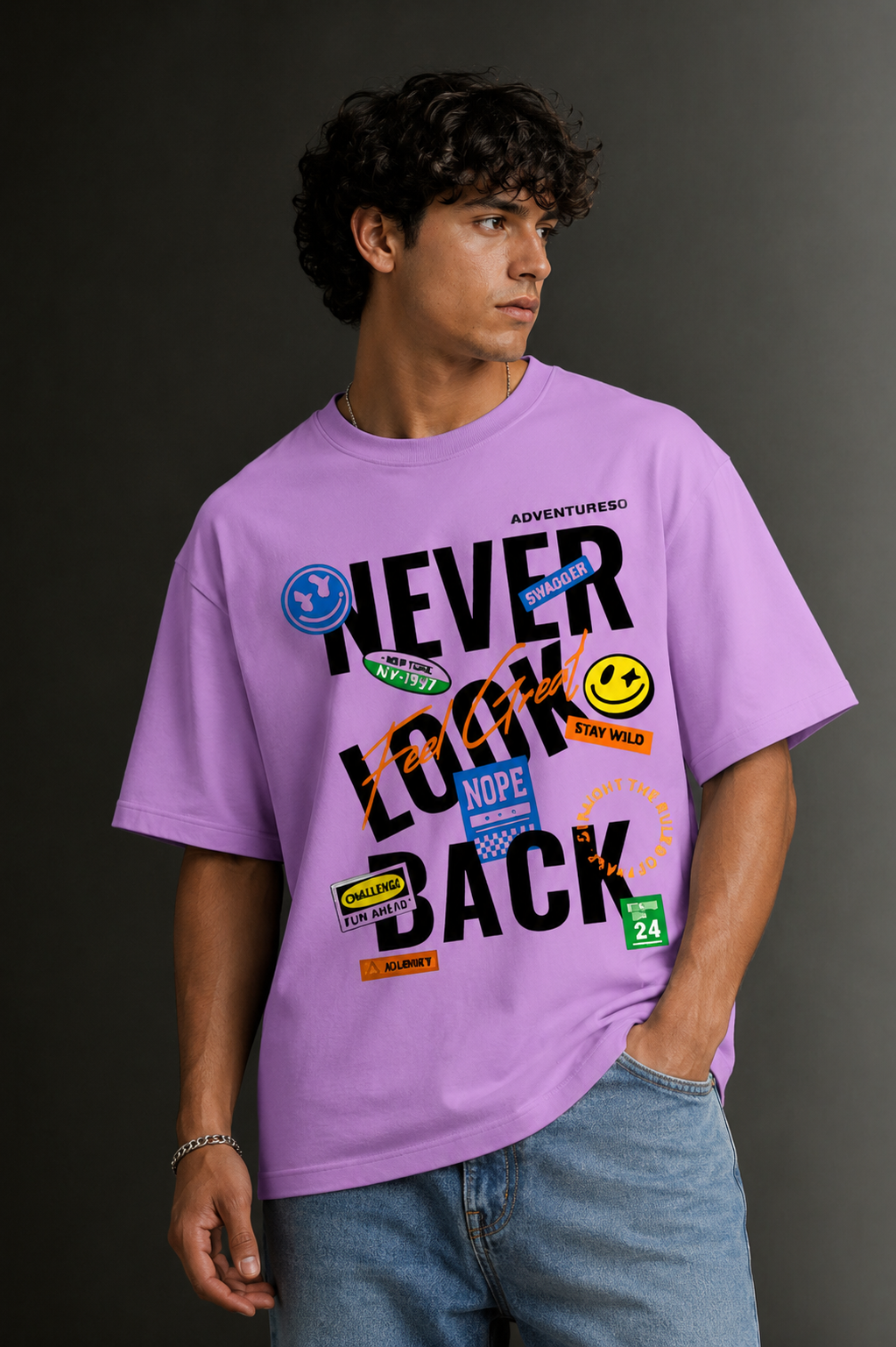 Men's Drop Shoulder Front Printed T-Shirt | Graphic Tee | OUTPUFF