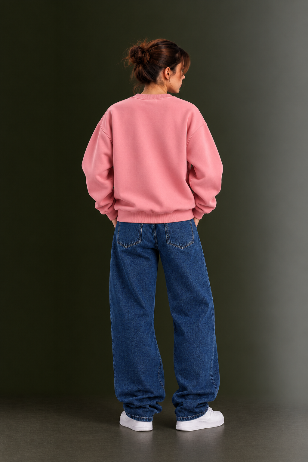 OUTPUFF Printed Oversized Drop Shoulder Crew Neck Sweatshirt