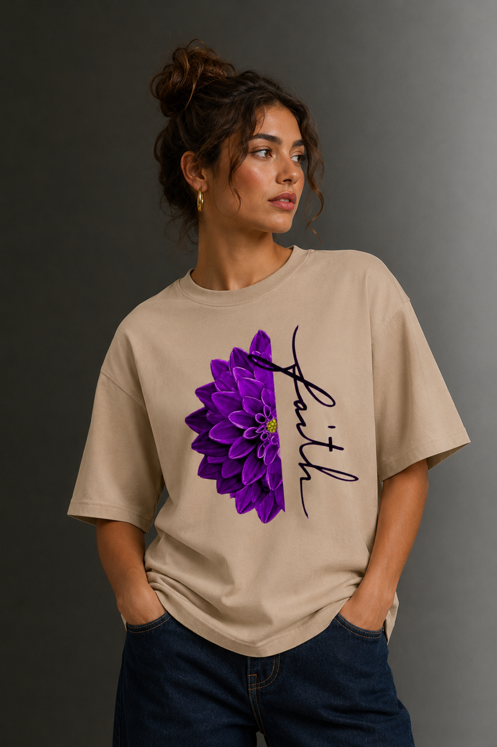 Women Drop Shoulder Front Printed T-Shirt | OUTPUFF