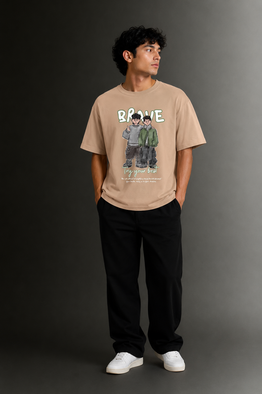 Men's Drop Shoulder Front Printed T-Shirt | Graphic Tee | OUTPUFF
