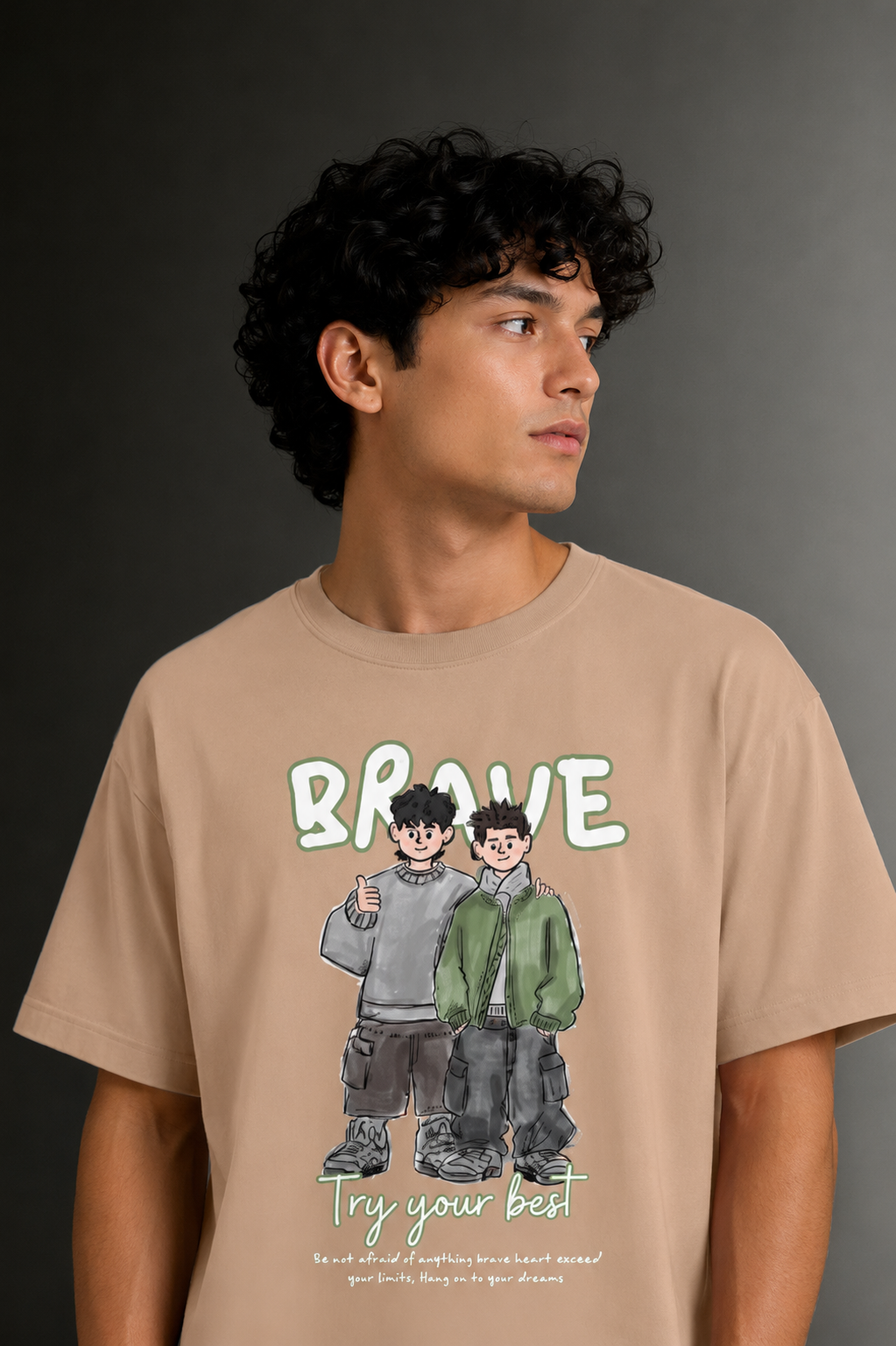Men's Drop Shoulder Front Printed T-Shirt | Graphic Tee | OUTPUFF