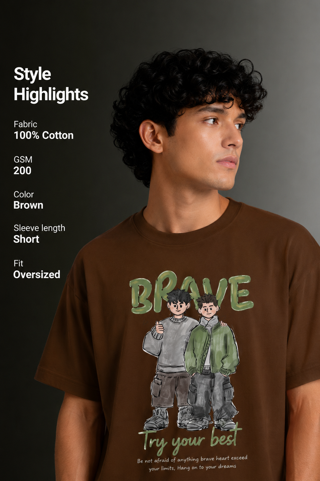 Men's Drop Shoulder Front Printed T-Shirt | Graphic Tee | OUTPUFF