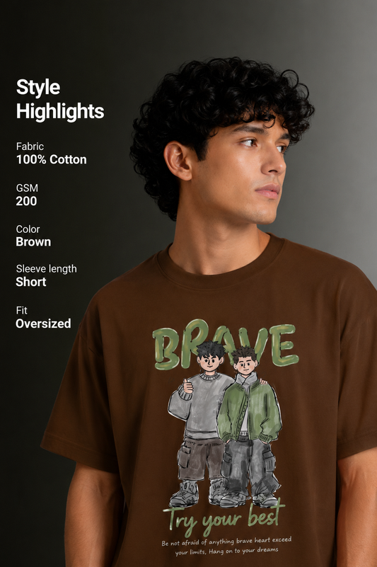 Men's Drop Shoulder Front Printed T-Shirt | Graphic Tee | OUTPUFF