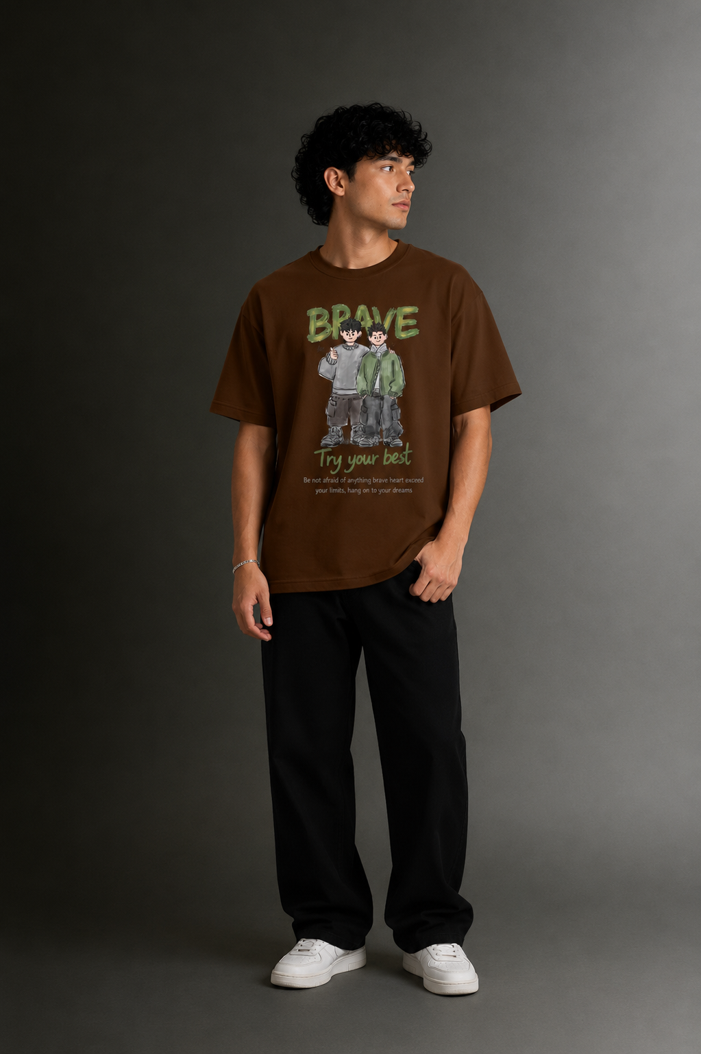 Men's Drop Shoulder Front Printed T-Shirt | Graphic Tee | OUTPUFF