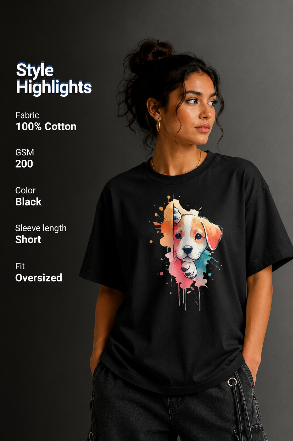 Women Drop Shoulder Front Printed T-Shirt | OUTPUFF