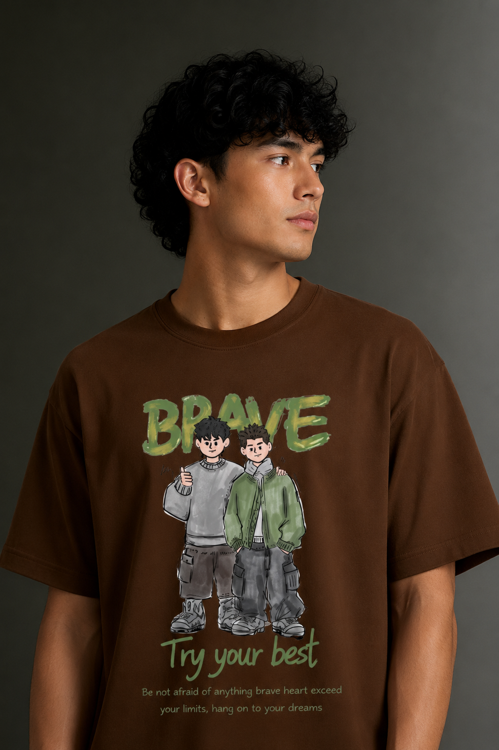 Men's Drop Shoulder Front Printed T-Shirt | Graphic Tee | OUTPUFF