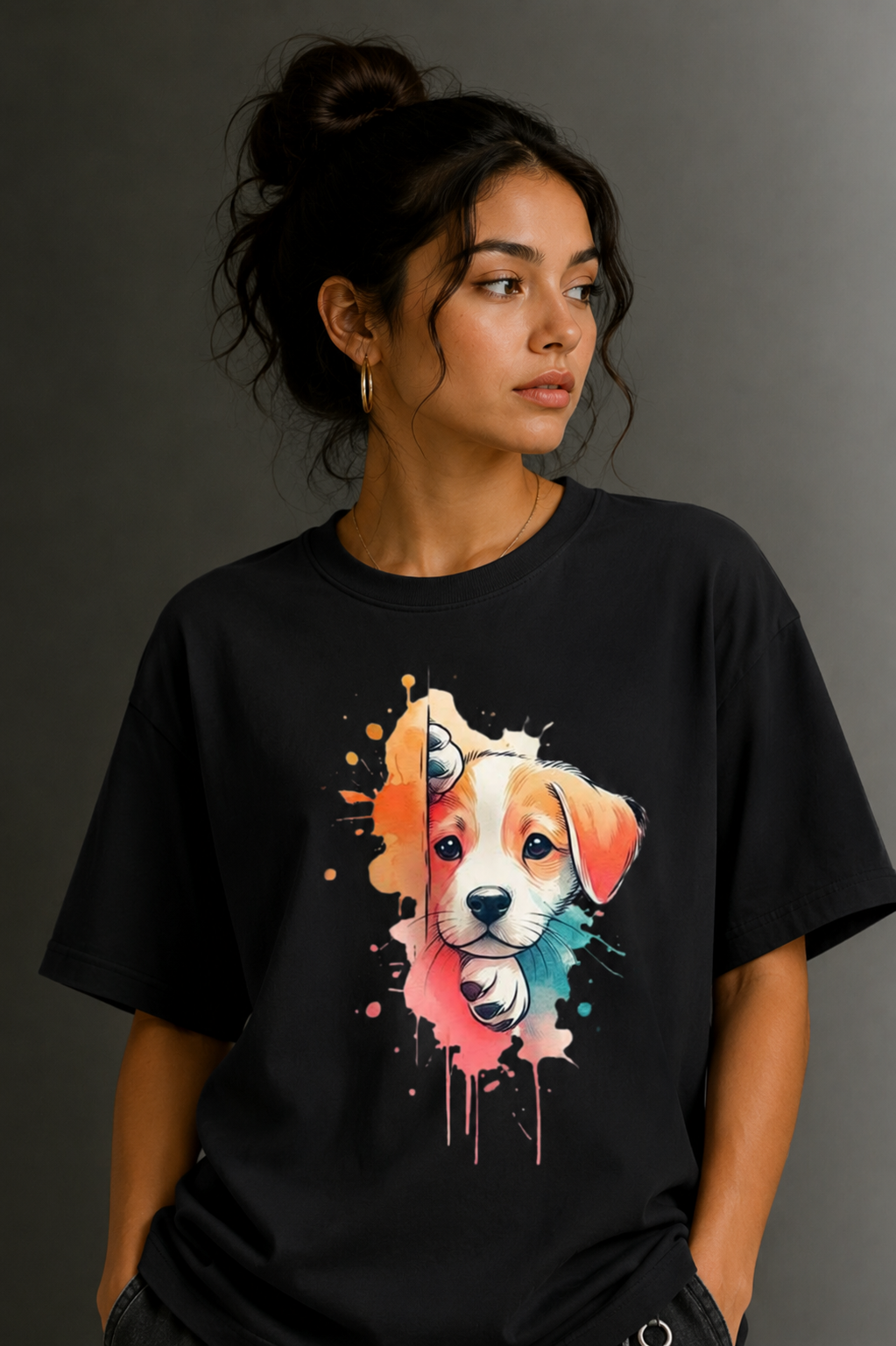 Women Drop Shoulder Front Printed T-Shirt | OUTPUFF