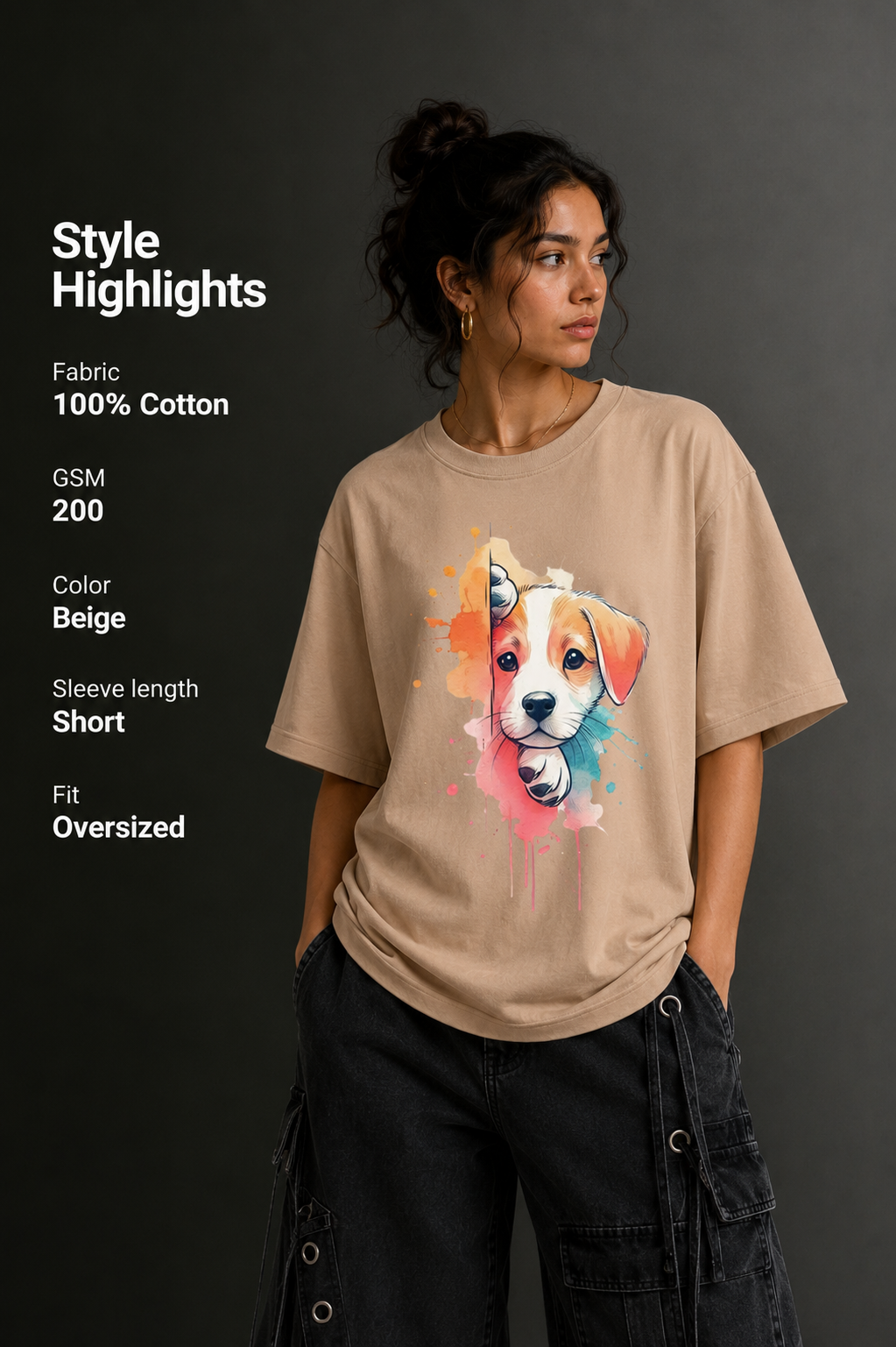 Women Drop Shoulder Front Printed T-Shirt | OUTPUFF
