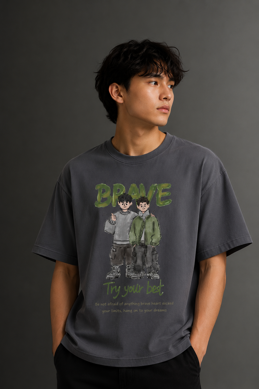 Men's Drop Shoulder Front Printed T-Shirt | Graphic Tee | OUTPUFF
