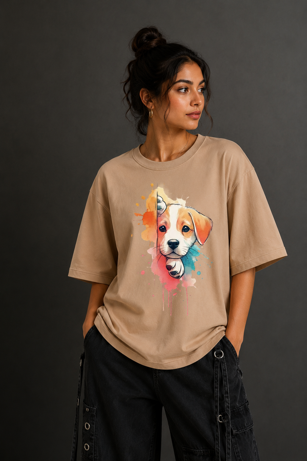 Women Drop Shoulder Front Printed T-Shirt | OUTPUFF