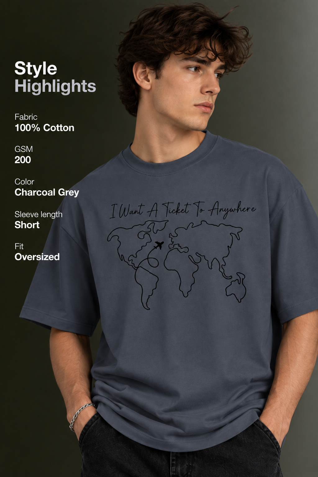 Men's Drop Shoulder Front Printed T-Shirt | Graphic Tee | OUTPUFF