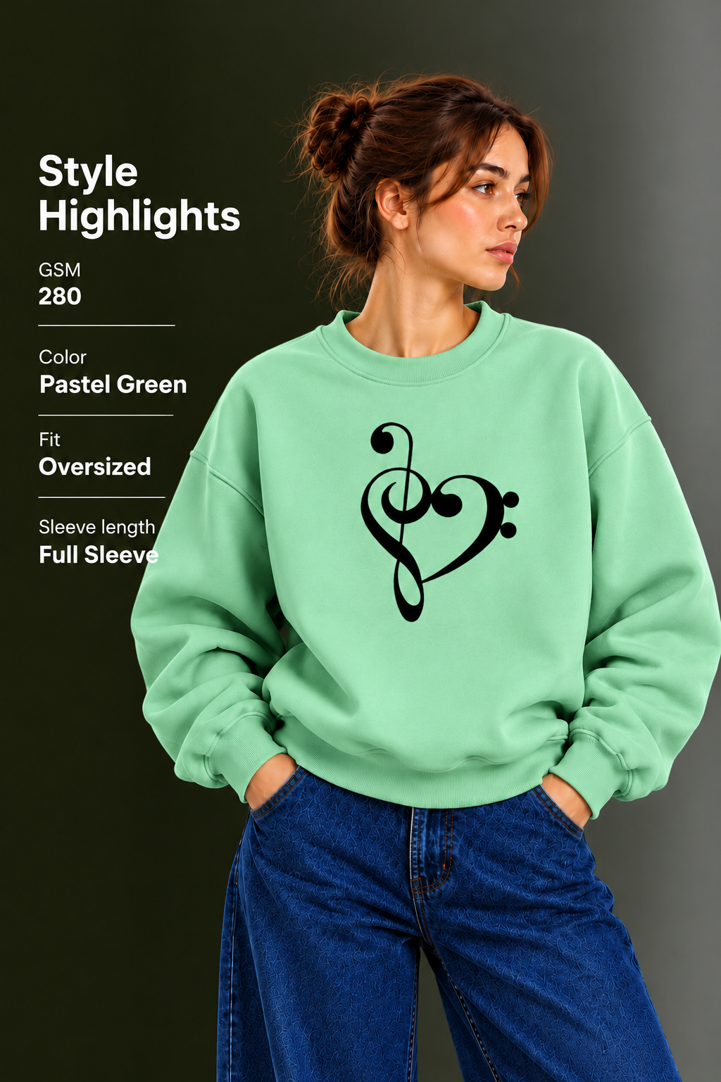 OUTPUFF Printed Oversized Drop Shoulder Crew Neck Sweatshirt