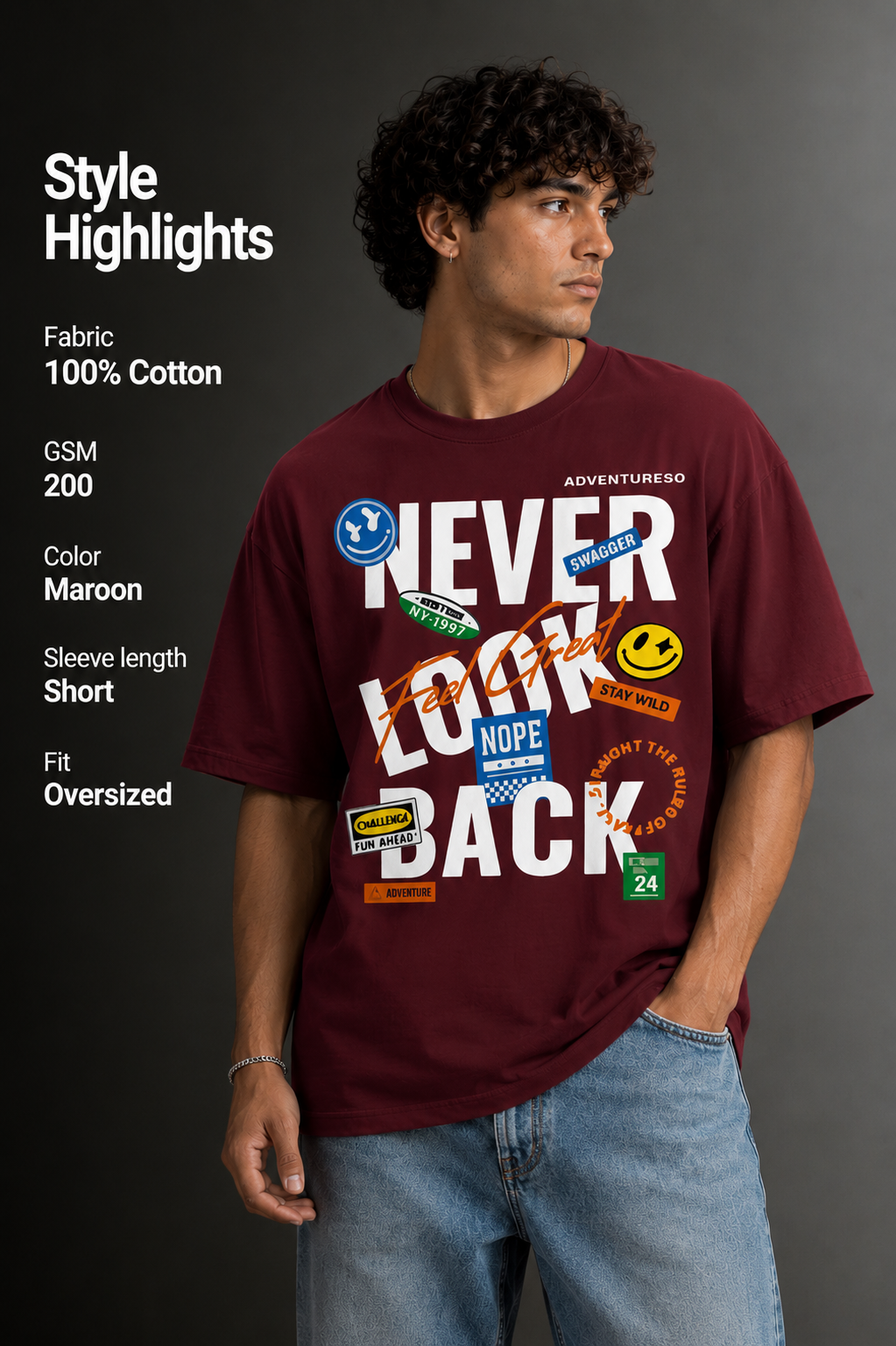 Men's Drop Shoulder Front Printed T-Shirt | Graphic Tee | OUTPUFF