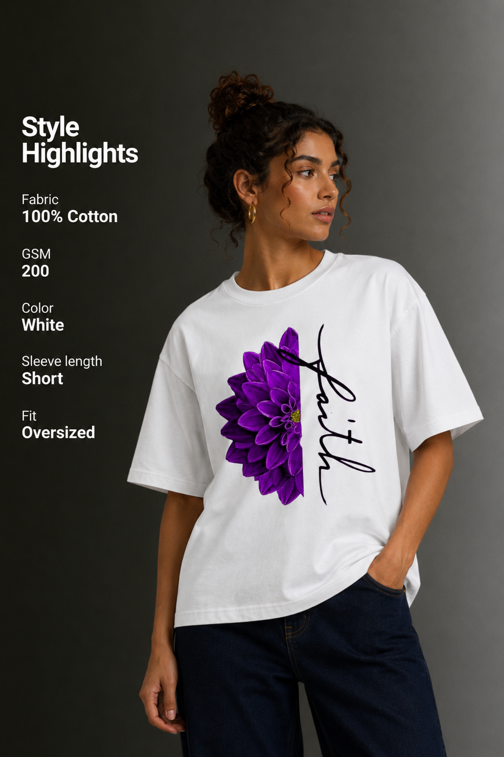 Women Drop Shoulder Front Printed T-Shirt | OUTPUFF