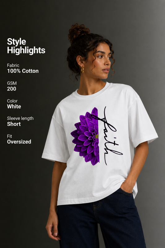 Women Drop Shoulder Front Printed T-Shirt | OUTPUFF
