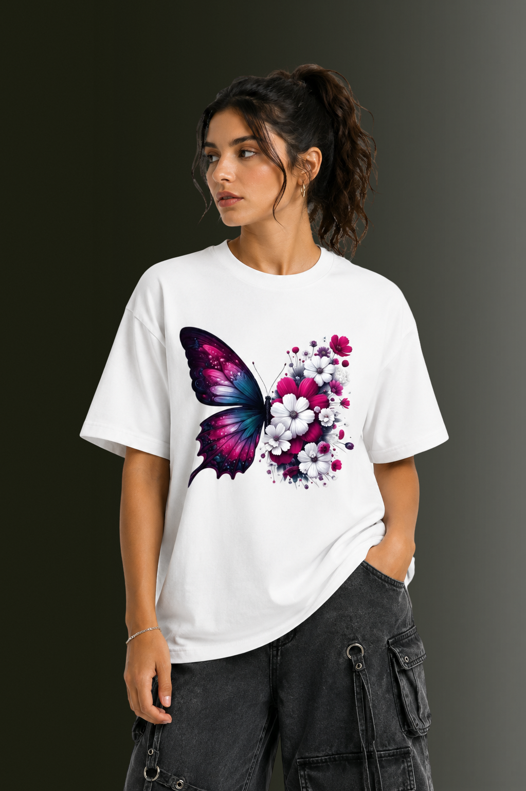 Women Drop Shoulder Front Printed T-Shirt | OUTPUFF