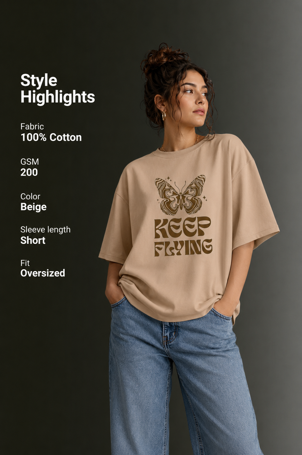 Women Drop Shoulder Front Printed T-Shirt | OUTPUFF