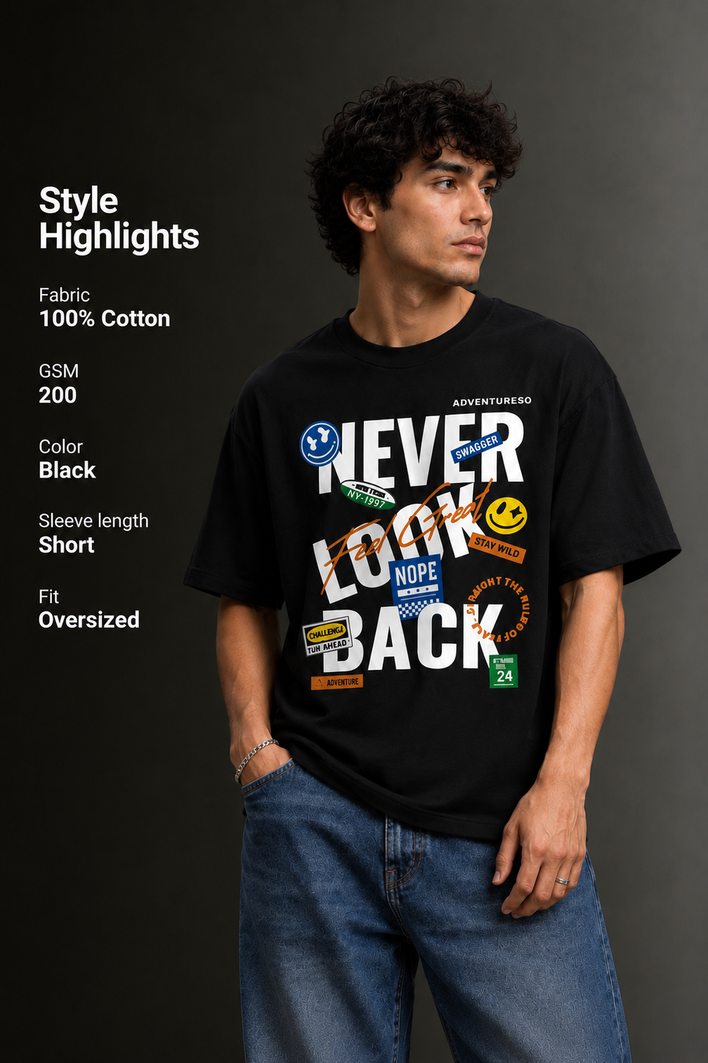 Men's Drop Shoulder Front Printed T-Shirt | Graphic Tee | OUTPUFF