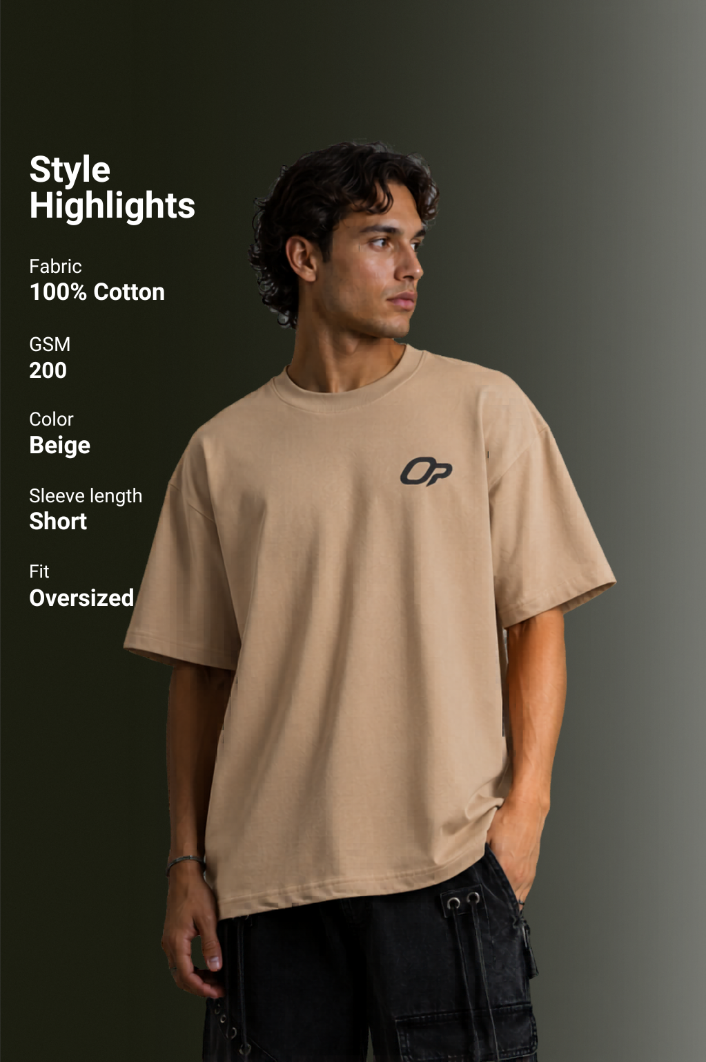 MENS DROP SHOULDER (BEIGE)