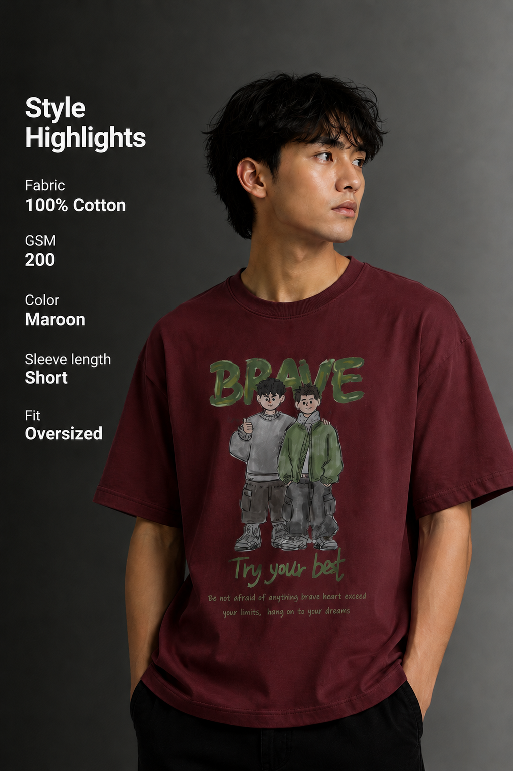 Men's Drop Shoulder Front Printed T-Shirt | Graphic Tee | OUTPUFF