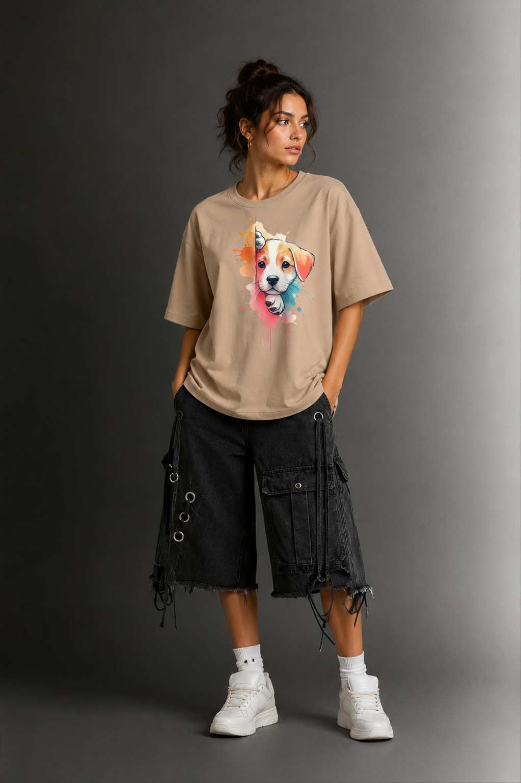 Women Drop Shoulder Front Printed T-Shirt | OUTPUFF