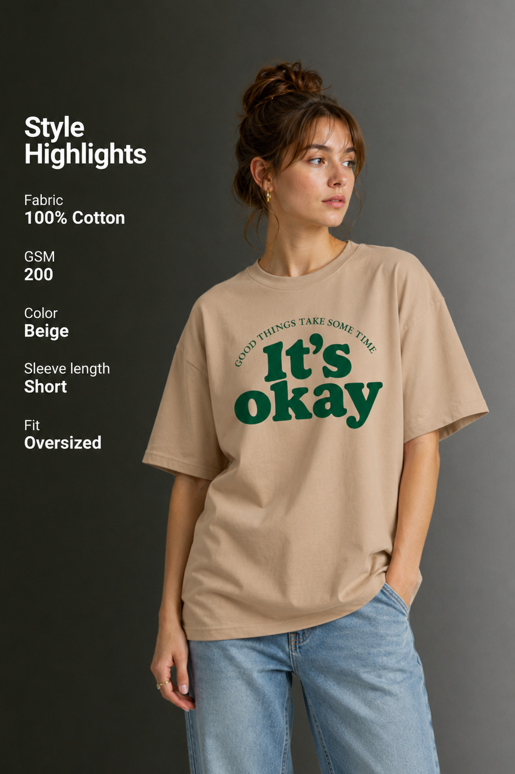 Women Drop Shoulder Front Printed T-Shirt | OUTPUFF
