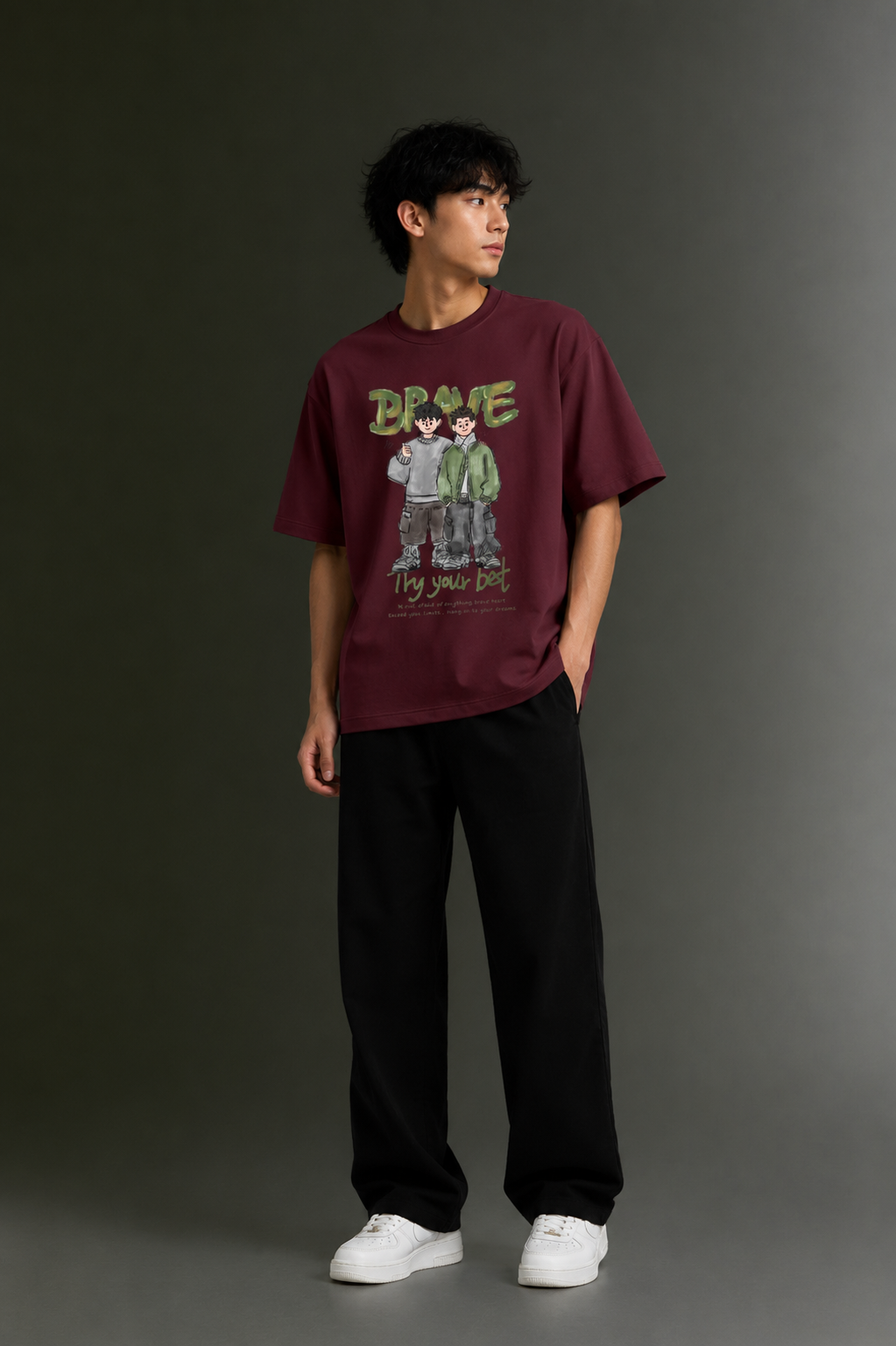 Men's Drop Shoulder Front Printed T-Shirt | Graphic Tee | OUTPUFF