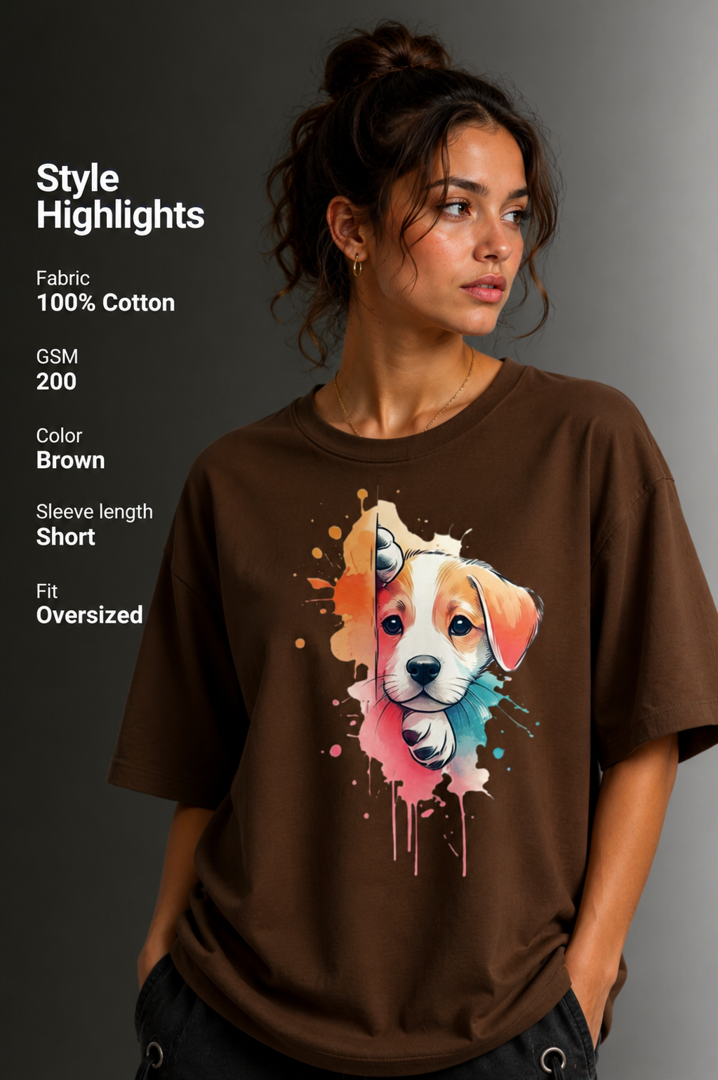 Women Drop Shoulder Front Printed T-Shirt | OUTPUFF